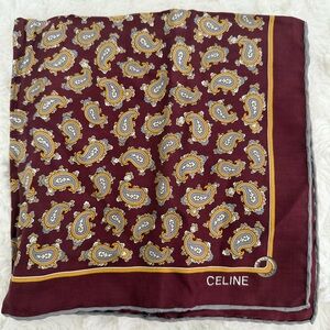 EUC Celine Burgundy Paisley Scarf